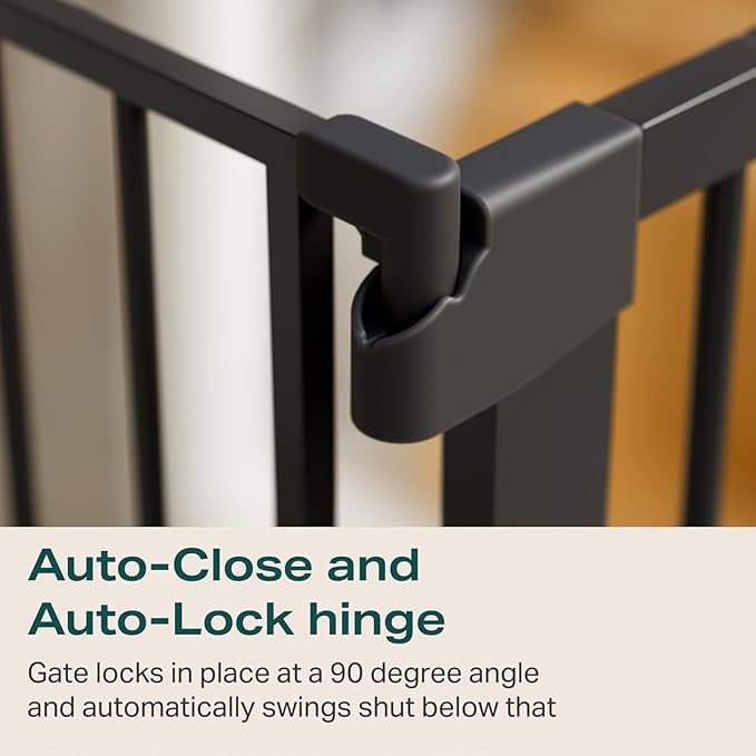 Cumbor 29.7-57" Extra Wide Baby Gate for Stairs, Mom's Choice Awards Winner-Dog Gate for Doorways, Pressure Mounted Walk Through Safety Child Gate for Kids Toddler, Tall Pet Puppy Fence Gate, Black-PawvioPets