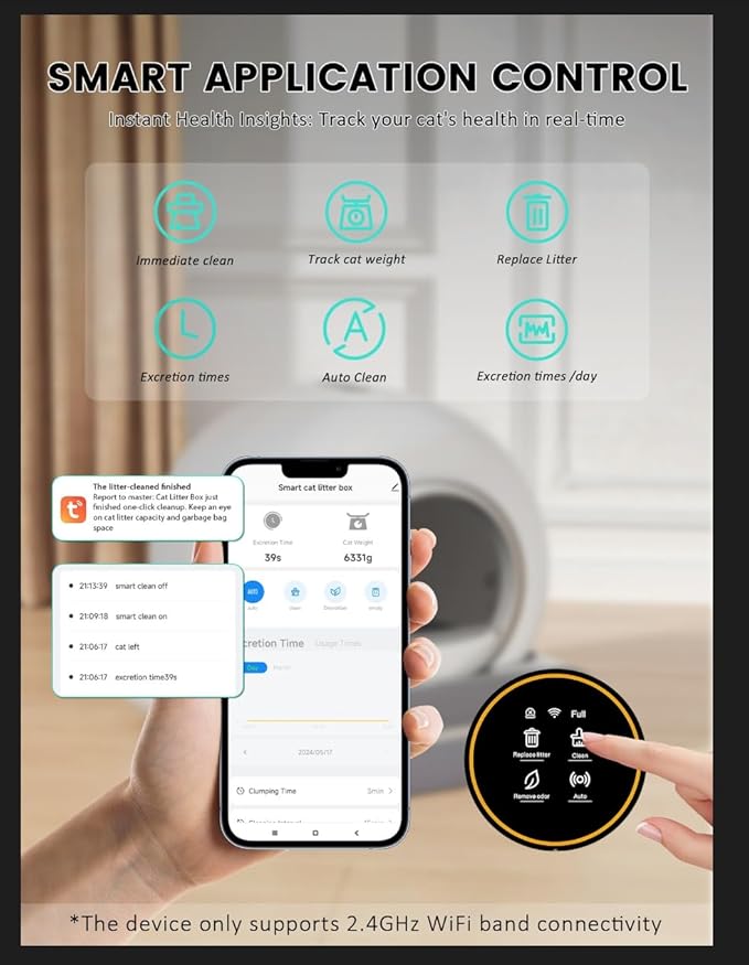 Automatic Litter Box, Upgraded Robot Self Cleaning Litter Box for Multiple Cats, 65L+9L Extra Large, Features Negative ion Sterilization and Deodorization, APP Control, 3 Rolls Litter Bag Liners-PawvioPets