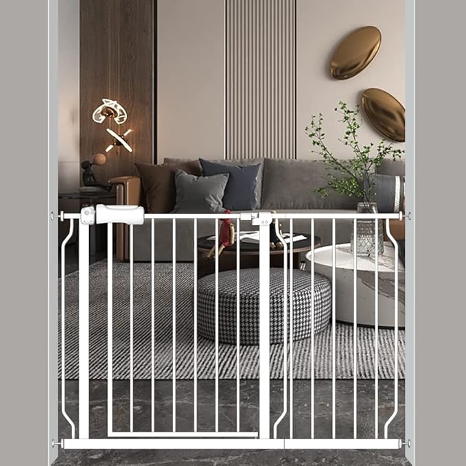 Extra Wide Baby Gate 14.17in Wide Extensions Walk Through Baby Gate Pressure Mount Auto Close Child Safety Gates (White, Extension-14.17"/36cm)-PawvioPets