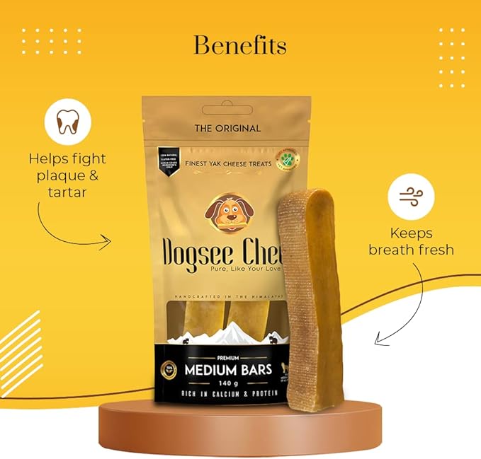 Dogsee Original Himalayan Yak Chews for Dogs (Medium - 2 Bars) | 100% Natural | Dog Treats Healthy | No Grain, No Gluten | for Teeth Cleaning-PawvioPets