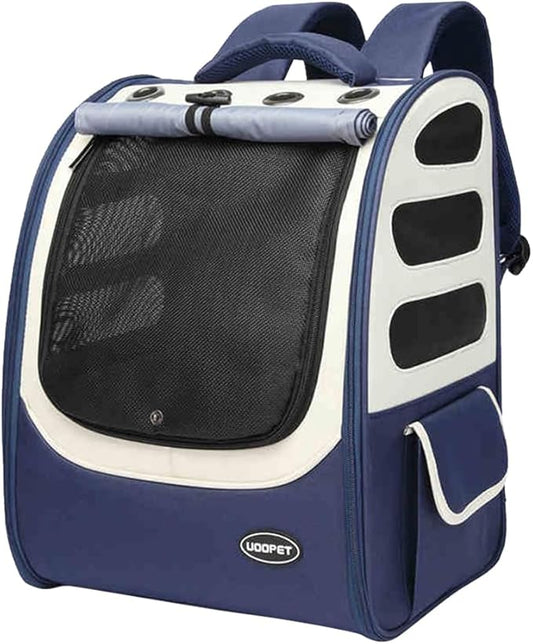 Dog Backpack, Ventilated Pet Hiking Backpack Travel Bag, Airline Approved Cat Backpack for Travel, Hiking, Outdoor Use(Blue)-PawvioPets