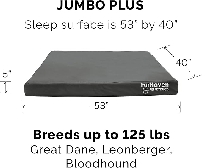 Furhaven Water-Resistant Cooling Gel Dog Bed for Large Dogs w/ Removable Washable Cover, For Dogs Up to 125 lbs - Indoor/Outdoor Logo Print Oxford Polycanvas Mattress - Stone Gray, Jumbo Plus/XXL-PawvioPets
