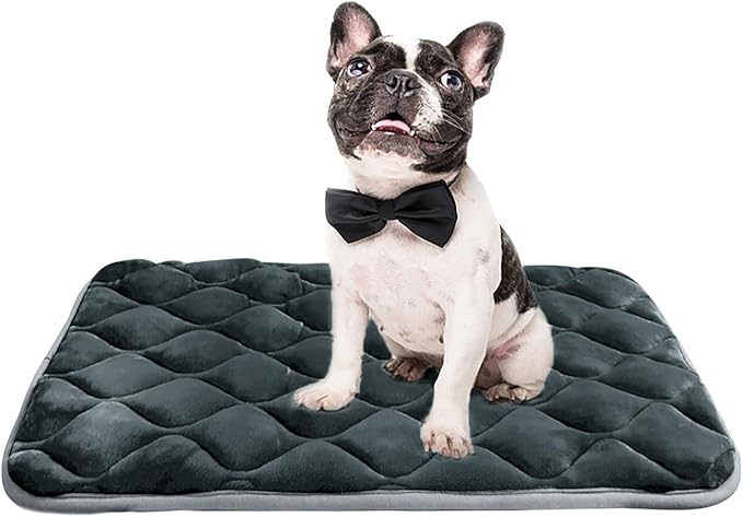 furrybaby Dog Bed Mat Flat Crate Mat with Anti-Slip Bottom Machine Washable Pet Kennel Pad for Dog Sleeping (XM 36x23'', Grey Mat)-PawvioPets