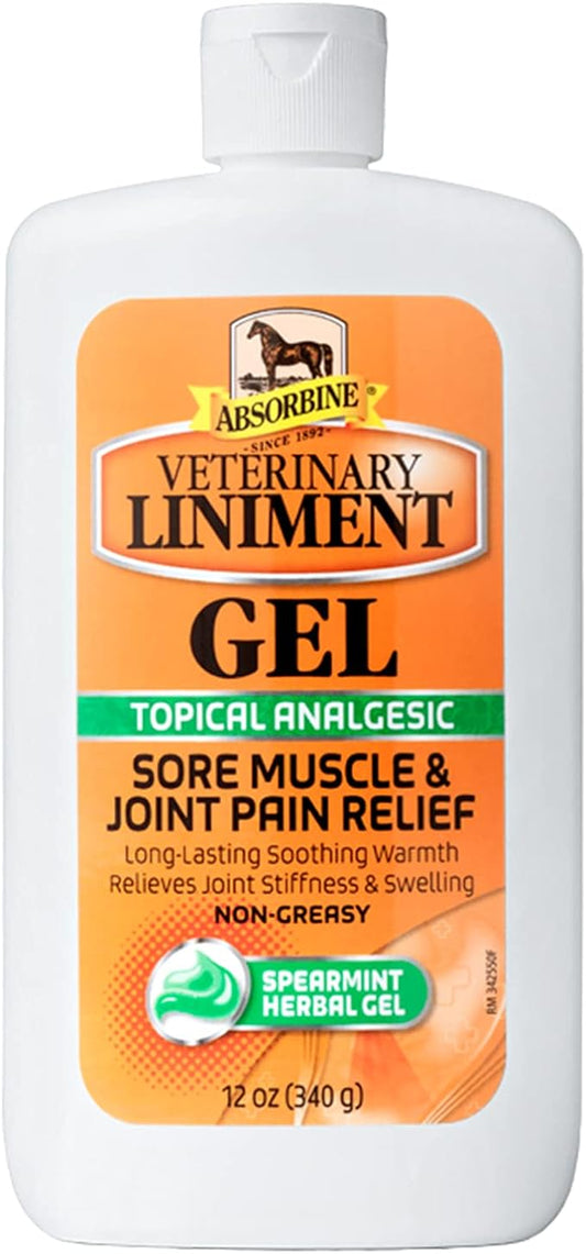 Absorbine Veterinary Liniment Topical Analgesic Sore Muscle and Arthritis Pain Relief Warming Liniment Rub, 12 Ounce Gel-PawvioPets