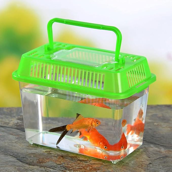 FRCOLOR Plastic Turtle Fish Tank Pet Fish Tank Small Aquarium Plastic Goldfish Aquarium Habitat Acrylic Reptile cage reptisoil terrariums Handheld Feeding Box Household-PawvioPets