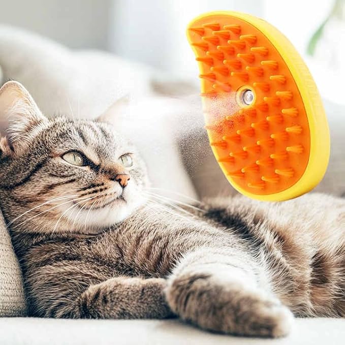 3-in-1 Rechargeable Pet Hair Brush: Massager, Steamy Comb & Self-Cleaning Mist Spray for Cats & Dogs-PawvioPets