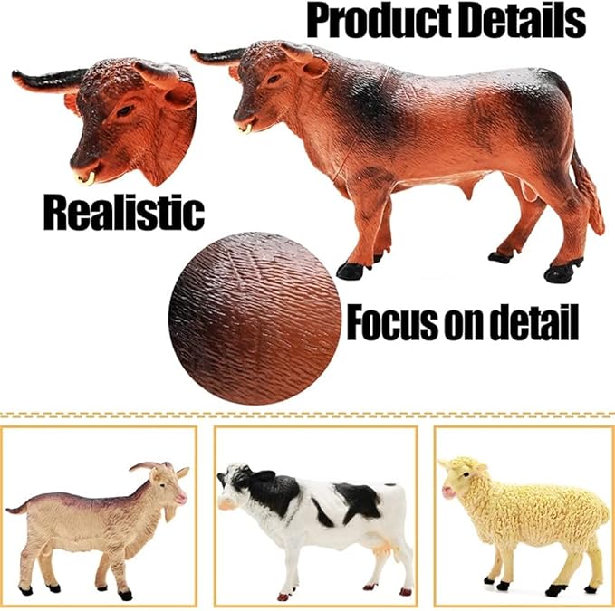 Farm Animal Figurines, Realistic Plastic Animals Toys with Fences Building Blocks, Farm Figures Playset Educational Birthday Gift for Kids & Toddlers, 53 PCS-PawvioPets