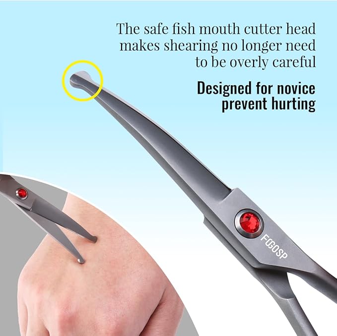 4.5" Dog Grooming Scissors - 2pcs Curved Scissors & Thinning Shears for Small Dog, Cat Face & Paws - Japan 440C (2Kit)-PawvioPets