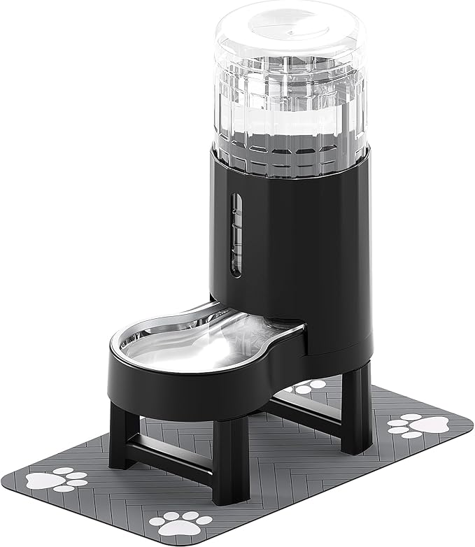 CZPET Elevated Dog Water Bowl Dispenser with Mat for Large Dogs,Tall Raised Pet Waterer Stand,Relieve Neck Pressure,Large Capacity and Drinking Area Noise-Free for Pets (7L+Stand+Mat)-PawvioPets