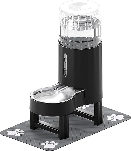 CZPET Elevated Dog Water Bowl Dispenser with Mat for Large Dogs,Tall Raised Pet Waterer Stand,Relieve Neck Pressure,Large Capacity and Drinking Area Noise-Free for Pets (7L+Stand+Mat)-PawvioPets