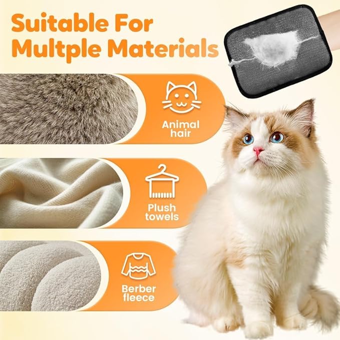 2 Upgraded Thickened Electrostatic Pet Hair Removal Gloves Brush,2025 New Reusable Cat Dog Hair Remover Grooming Gloves,Double Sided Washable Static Animal Fur Removal Tool for Couch,Carpet, Clothes-PawvioPets