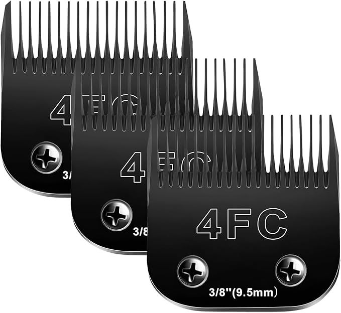 4F Blades Dog Grooming Blades Compatible with Andis/Oster A5/Wahl KM-10 Series Dog Clippers,Detachable Clipper Replacement Blade,Black(4FC/3PCS)-PawvioPets
