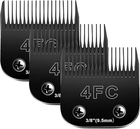4F Blades Dog Grooming Blades Compatible with Andis/Oster A5/Wahl KM-10 Series Dog Clippers,Detachable Clipper Replacement Blade,Black(4FC/3PCS)-PawvioPets
