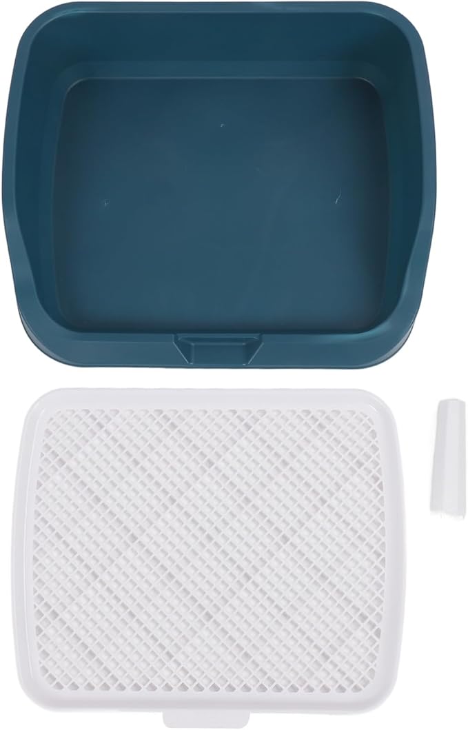 Fabater Dog Potty Toilet Training Tray, Portable Multifunctional Mesh Puppy Training Toilet Pad Holder with Bafflel for Small Dogs Puppies (Peacock Blue)-PawvioPets