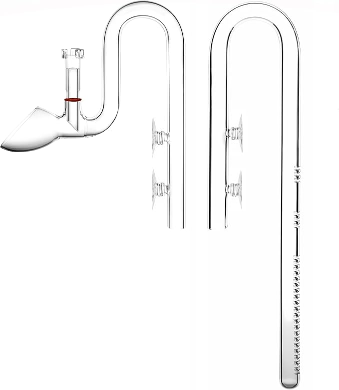 Glass Lily Pipe Set Outflow with Surface Skimmer & Multi-Level Water Intake (17mm for 16/22mm (5/8'' i.d.) tubing)-PawvioPets