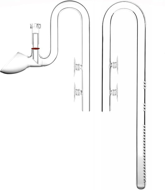 Glass Lily Pipe Set Outflow with Surface Skimmer & Multi-Level Water Intake (20mm for 19/25mm (3/4'' i.d.) tubing)-PawvioPets