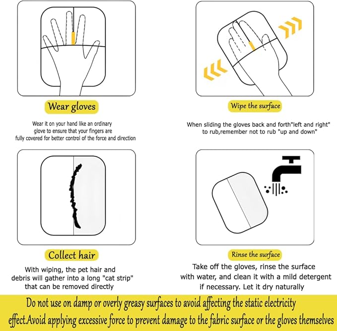 Double-Sided Pet Hair Removal Gloves - Reusable Static Removal Grooming Gloves for Dogs & Cats, Efficient Fur Removal Tool for Furniture, Carpet, Car Seats, Sofa, Bedding & Clothes (1 Pack)-PawvioPets