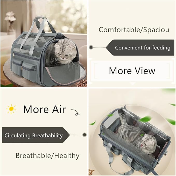 Cat Carrier Bag,Soft Sided Ventilated Pet Carrier for Small Dog Airline Approved Travel Puppy Carrier with Breathable Mesh, Foldable Portable for Outdoor Car-PawvioPets