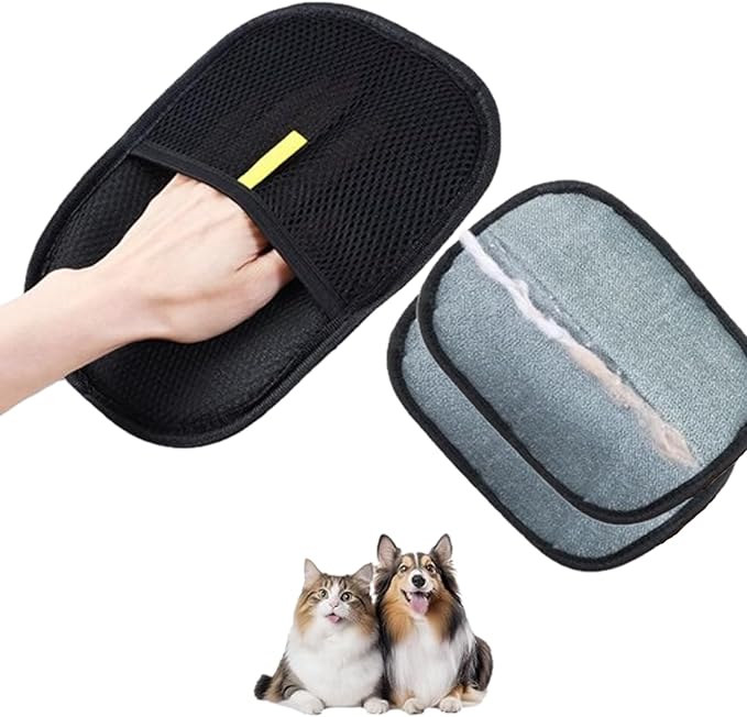 2 Pcs Pet Hair Removal Gloves for Dogs & Cats, Electrostatic Glove for Pet Hair, Cat Grooming Gloves for Hair Removal，Reusable Cat & Dog Hair Remover for Couch, Furniture, Carpet, Curtain-PawvioPets