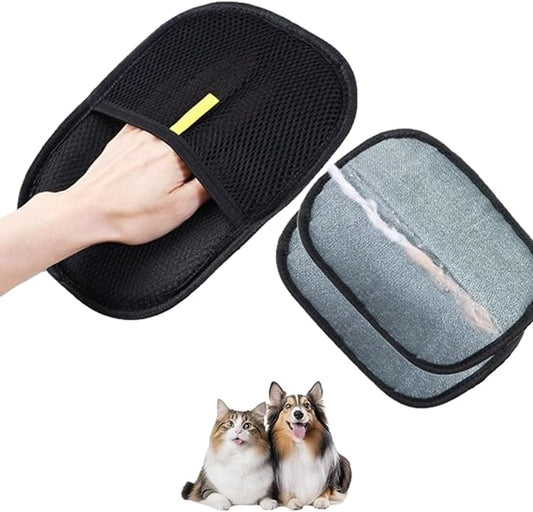 2 Pcs Pet Hair Removal Gloves for Dogs & Cats, Electrostatic Glove for Pet Hair, Cat Grooming Gloves for Hair Removal，Reusable Cat & Dog Hair Remover for Couch, Furniture, Carpet, Curtain-PawvioPets