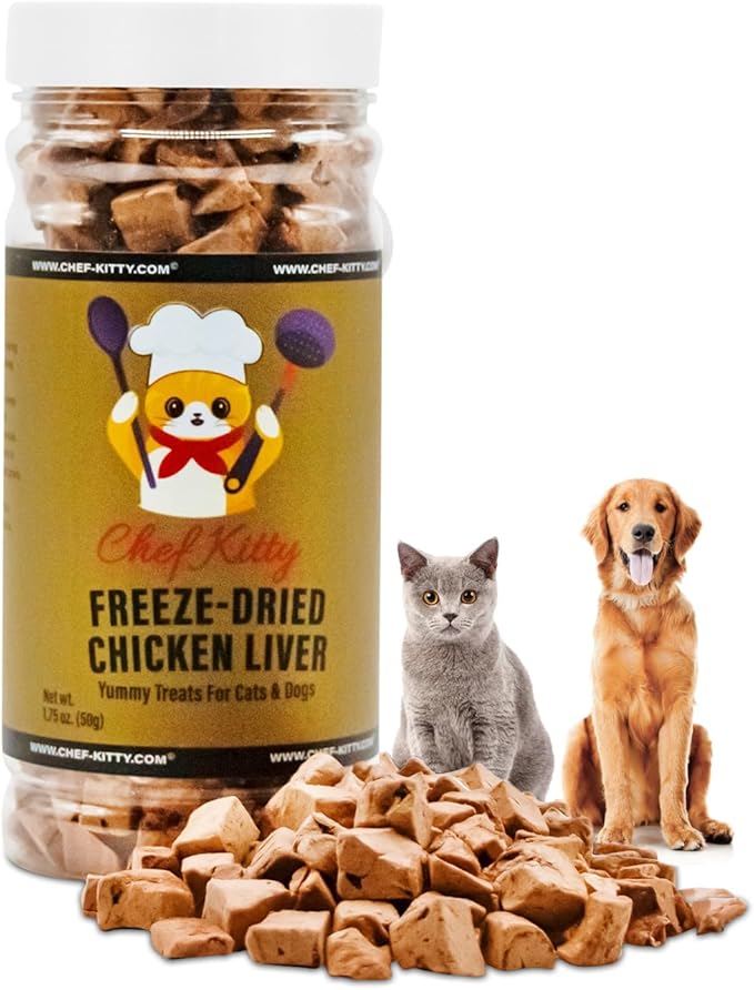 Freeze-Dried Chicken Liver Treats for Cats & Dogs – 100% Human Grade, Single Ingredient, High-Protein, Healthy Snack – No Additives or Preservatives – 1.7oz - Inspected & Tested in USA-PawvioPets