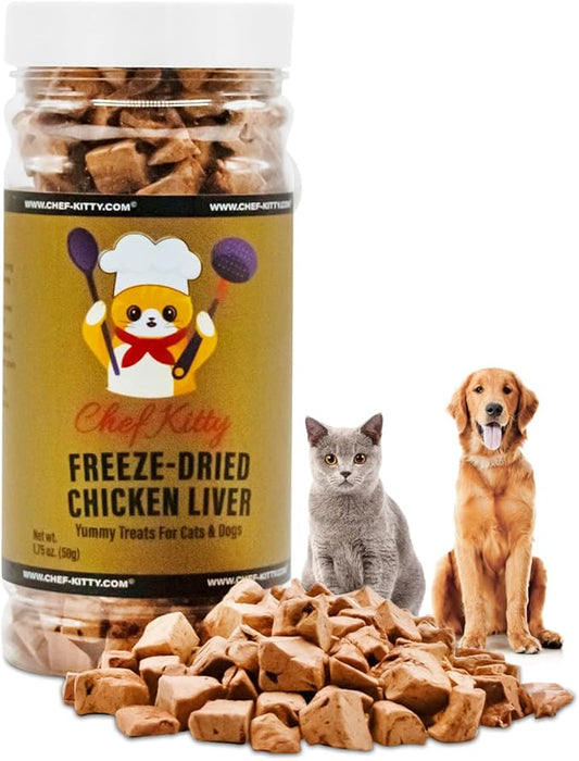 Freeze-Dried Chicken Liver Treats for Cats & Dogs – 100% Human Grade, Single Ingredient, High-Protein, Healthy Snack – No Additives or Preservatives – 1.7oz - Inspected & Tested in USA-PawvioPets
