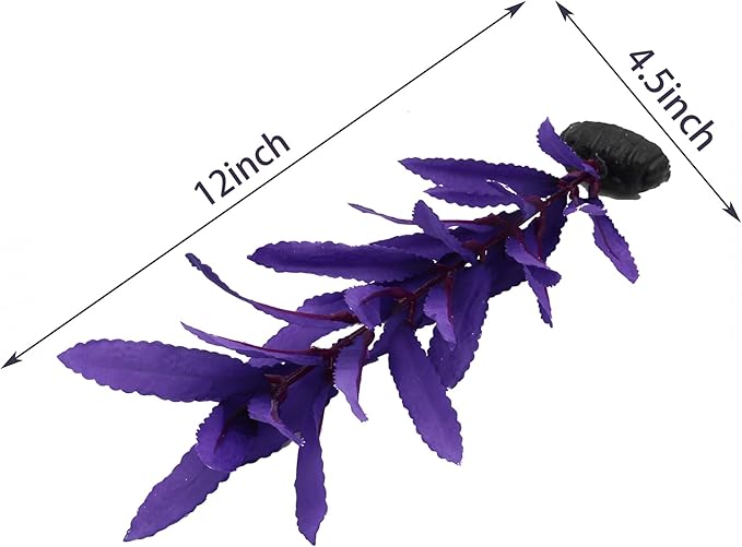 2-Pack 12 Inch Aquarium Silk Aquarium Plants, Artificial Plastic Plant for Small Tank, Goldfish, Fish Hides (Purple, 12 Inch)-PawvioPets