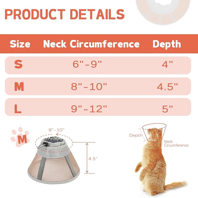 Cat Cone Collar Soft, Cat Recovery Collar for Large Medium Small Cats Kittens, Pet Cone Alternative After Surgery-PawvioPets