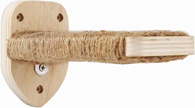 3 Pcs Cat Wall Steps, Cat Shelves and Perches for Wall, Wall-Mounted Cat Climbing Shelf with Hemp Rope Covered, Cat Wall Furniture Steps Set with Scratching Pads for Cats Playing and Climbing (Wood)-PawvioPets