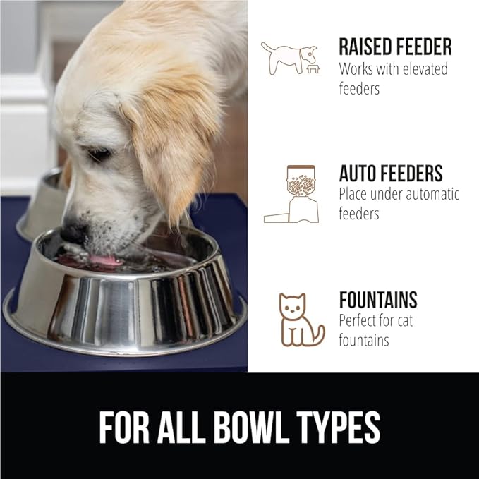GORILLA GRIP 100% Waterproof Raised Edge BPA Free Silicone Pet Feeding Mat, Dog Cat Food Mats Contain Spills Protects Floors, Placemats for Cats and Dogs Water Bowl, Pets Accessories 28x18 Navy-PawvioPets