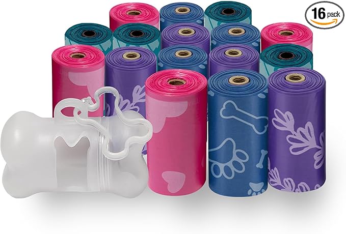 Best Pet Supplies Dog Poop Bags for Waste Refuse Cleanup, Doggy Roll Replacements for Outdoor Puppy Walking and Travel, Leak Proof and Tear Resistant, Thick Plastic - Assorted Colors, 240 Bags-PawvioPets