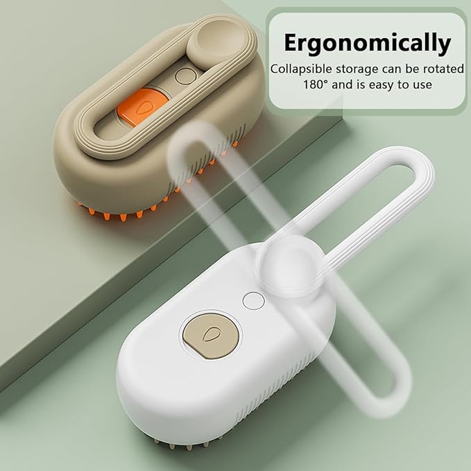 3 in 1 Cat Steam Brush, Pet Steam Cats Brushes Rechargeable Anti-Static Grooming Brushe, Vibration Massage Cleaning Shedding & Combing Multifunctional Hair Removal Comb for Cats Dog (White)-PawvioPets