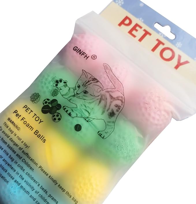 Cat Golf Balls for Indoor Kitten Toys - Interactive Sponge Foam Soccer Balls (Mixed)-PawvioPets