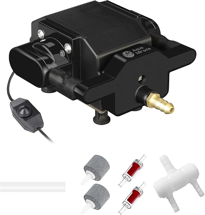 AquaMiracle 6/8/16W Quiet Fish Tank Air Pump 200/317/475GPH High Pressure Aquarium Air Pump Commercial Air Pump Pond Aerator Bubbler Hydroponics Air Pump-PawvioPets