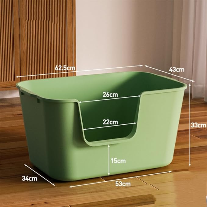 Extra Large Litter Box with High Sides 24.60" Lx16.92 Wx12.99 H,Anti-Splashing Kitty Litter Box,Tool-Free Assembly,Multi cat Litter Box,Jumbo Litter Box (Green)-PawvioPets