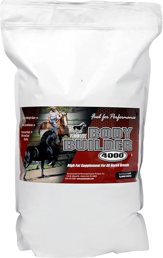 Body Builder 4000, Horse Weight Gain Supplement, High Fat and Energy Horse Weight Builder with Body Conditioning Horse Vitamins, Improves Hoof Quality - 12lb Bag-PawvioPets