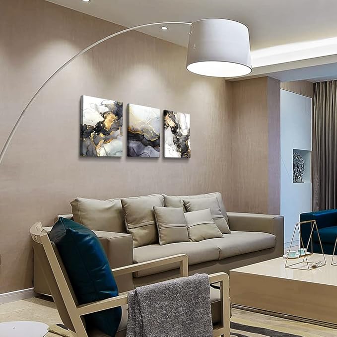 Boho Wall Decor - Abstract Ink Paintings, Framed Wall Art for Living Room, Bedroom & Office - 20" X 28" - 3 Piece Set-PawvioPets