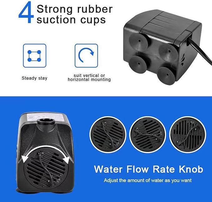 15W 1000L/H Submersible Fountain Water Pump with 12 Colorful LED Lights, Mushroom and Blossom Spray Head for Fountain,Pond,Outdoor Water Feature, Statuary Gardens,Aquarium Fish Tank-PawvioPets