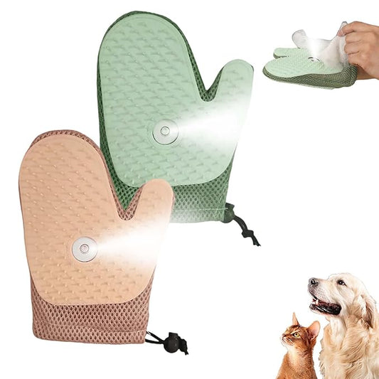 All-in-One Grooming Mist Glove for Pets, Cat Grooming Steam Gloves, Double Sided Pet Hair Remover Gloves for Clothes Furniture, Removal Glove Tool For Long Short Curly Dogs Cats Hair (Pink+Green)-PawvioPets