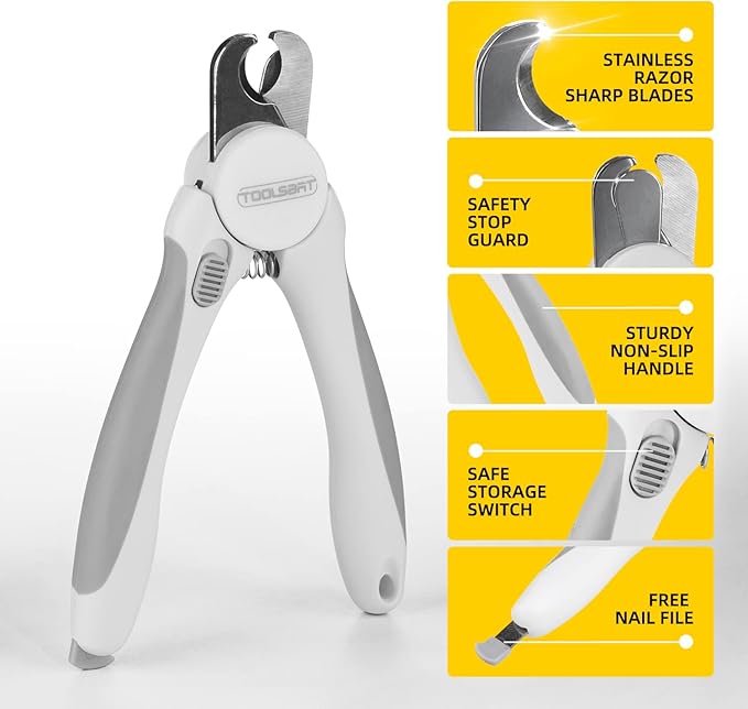 Dog Nail Grinder and Clippers - Upgraded 3-Speed Electric Rechargeable Pet Nail Trimmer with LED Light Super Quiet Paws Grooming Kit Painless Grinding Tool for Large Medium Small Dogs & Cats-PawvioPets