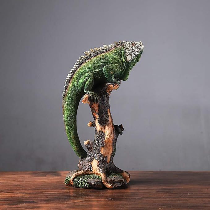 14 Inch Lizard Statue Resin Sculpture Decor Figurines for Home Decor Accents, Living Room Bedroom Office Decoration - Animal Sculptures Collection for Lizard Lovers-PawvioPets