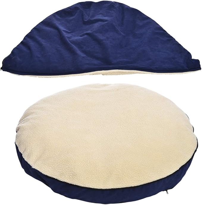 Amazon Basics Pet Cave Bed for Dog, With Removal Nesting Cave Cover, Fits up to 35lbs Pets, 30 x 30 x 12.5 inches, Blue-PawvioPets