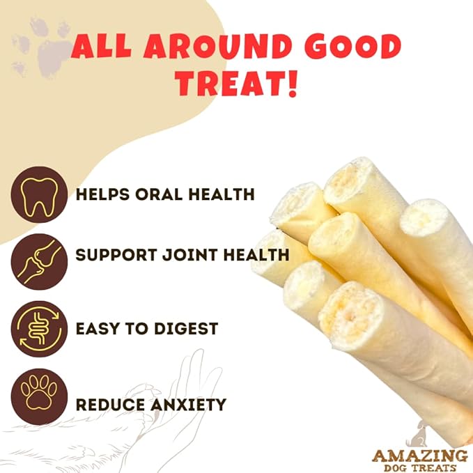 Amazing Dog Treats - 6 Inch Cow Tail Dog Chew- Thick - (10 Pcs/Pack) - Premium Quality - Sourced from Grass Fed Cattle - Long Lasting Dog Chew- Rawhide Alternative-PawvioPets