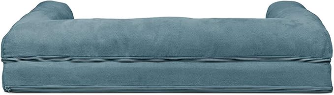Furhaven Cooling Gel Dog Bed for Large/Medium Dogs w/ Removable Bolsters & Washable Cover, For Dogs Up to 55 lbs - Plush & Suede Sofa - Deep Pool, Large-PawvioPets
