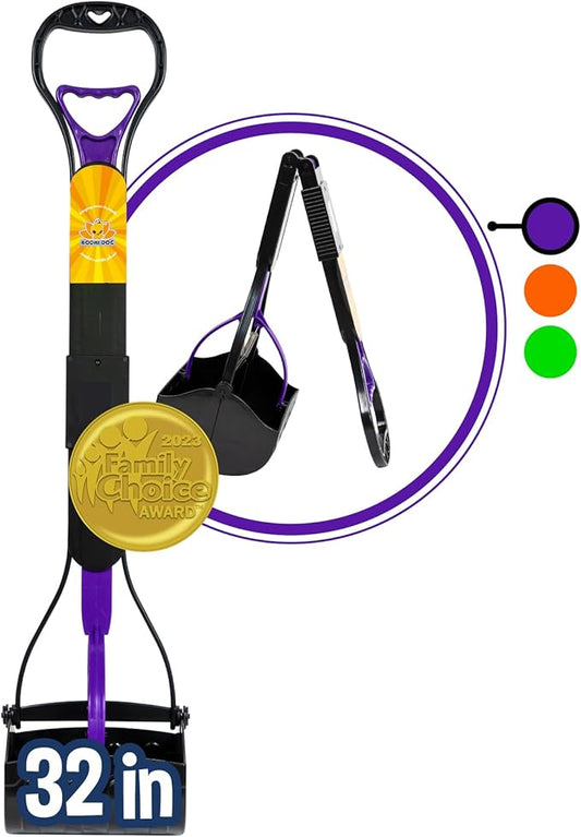 Bodhi Dog Large Foldable Pooper Scooper - 32” Long Handle, Lightweight Portable Pooper Scooper for Small & Large Dogs - Easy to Use - Made with Premium Durable Materials (Purple)-PawvioPets