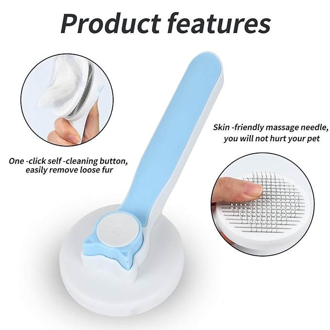 2PCS Pet Grooming Kit, Cat Brushes & Cat Nail Clipper, Cat Grooming Brush for Sedding and Grooming Fur（Blue）-PawvioPets