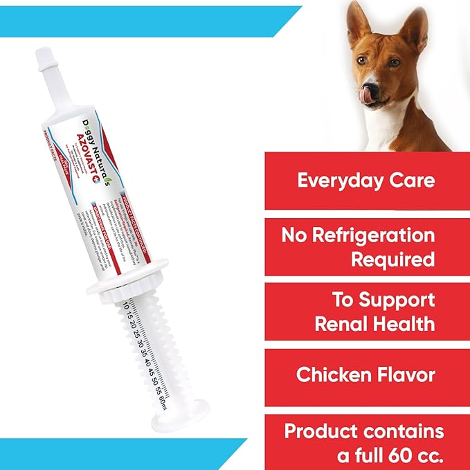 Azovast Plus Kidney Health Supplement for Dogs & Cats, Oral Paste (60 cc) - NO Refrigeration Required - Help Support Kidney Function & Manage Renal Toxins Chicken Flavor (Made in U.S.A(60cc)-PawvioPets