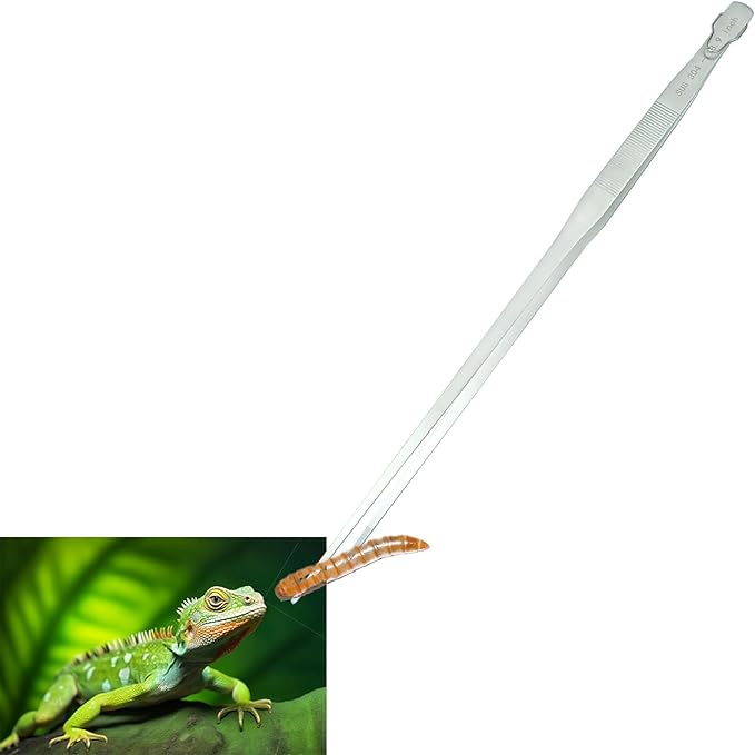 18.9 inch Aquarium Tweezers with Hanger, 2025 New Extra Long Feeding Tongs, Stainless Steel Large Aquascape Tools for Fish Tank, Terrarium，Aquascaping, Reptile Snake (Straight)-PawvioPets