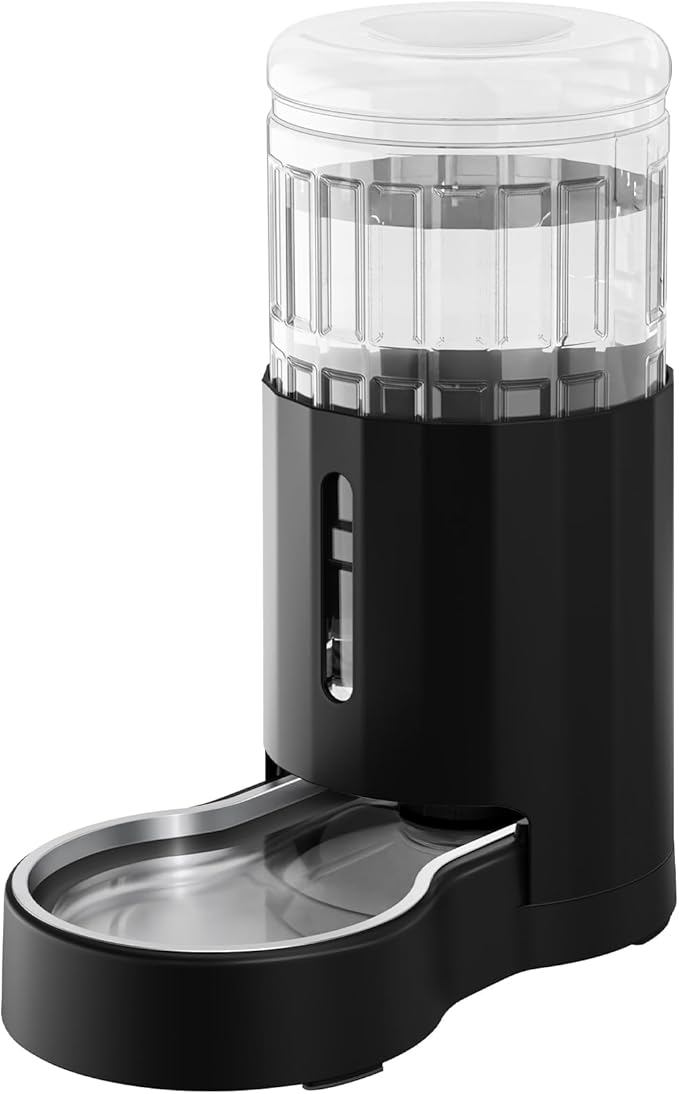 CZPET Automatic 7L Dog and Cat Water Dispenser with Stainless Steel Bowl Gravity Waterer,100% BPA-Free,Large Capacity and Drinking Area Noise-Free for Pets(7L Water Dispenser, Black)-PawvioPets
