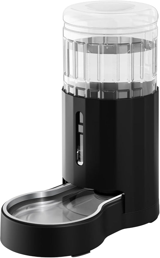 CZPET Automatic 7L Dog and Cat Water Dispenser with Stainless Steel Bowl Gravity Waterer,100% BPA-Free,Large Capacity and Drinking Area Noise-Free for Pets(7L Water Dispenser, Black)-PawvioPets